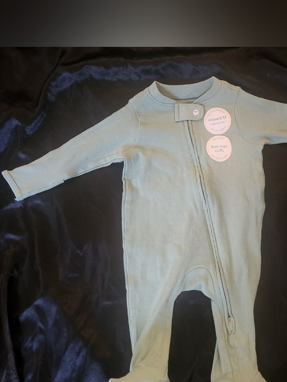 Burt's Bees Baby Relaxed Ribbed Footed One-Piece in Sage Green